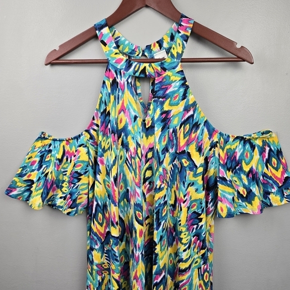 SEW IN LOVE Perfect Paradise‎ Printed Tropical Dress Multi-colored Womens Sz L - Picture 4 of 11